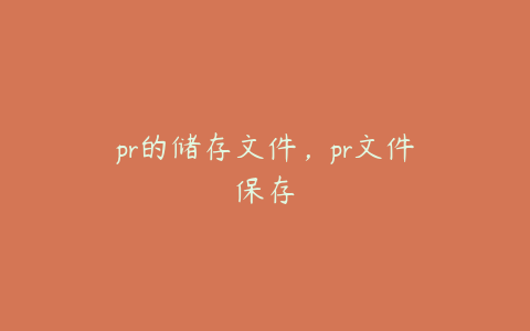 pr的储存文件,pr文件保存
