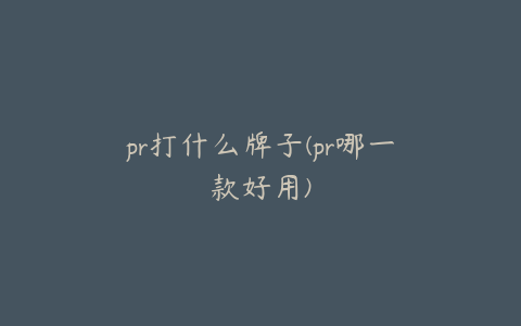 pr打什么牌子(pr哪一款好用)