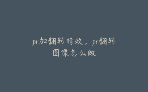 pr加翻转特效,pr翻转图像怎么做