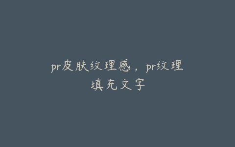 pr皮肤纹理感,pr纹理填充文字
