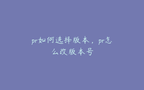 pr如何选择版本,pr怎么改版本号