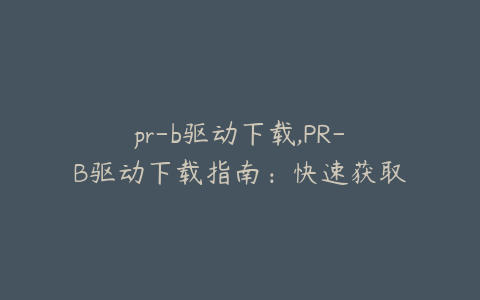 pr-b驱动下载,PR-B驱动下载指南：快速获取与安装教程