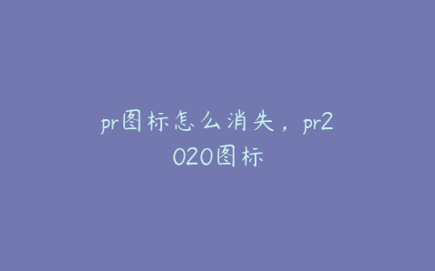 pr图标怎么消失,pr2020图标