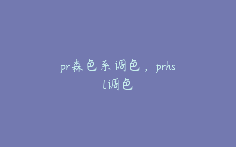 pr森色系调色,prhsl调色