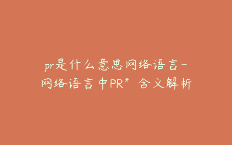 pr是什么意思网络语言-网络语言中PR”含义解析及其应用场景探讨