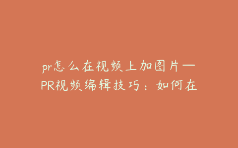 pr怎么在视频上加图片—PR视频编辑技巧:如何在视频中巧妙添加图片