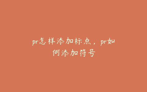 pr怎样添加标点，pr如何添加符号