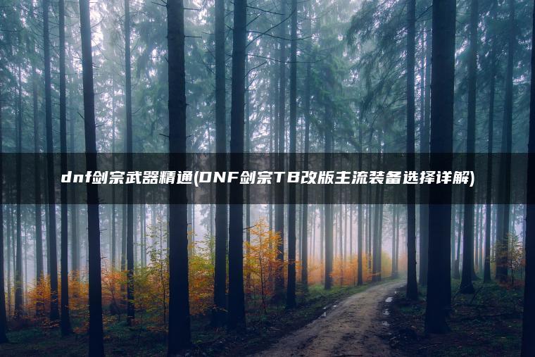 dnf剑宗武器精通(DNF剑宗TB改版主流装备选择详解)