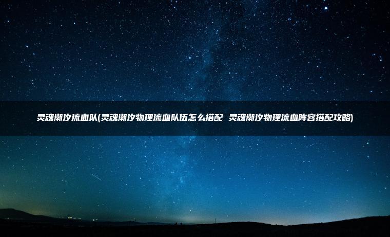 灵魂潮汐流血队(灵魂潮汐物理流血队伍怎么搭配 灵魂潮汐物理流血阵容搭配攻略)