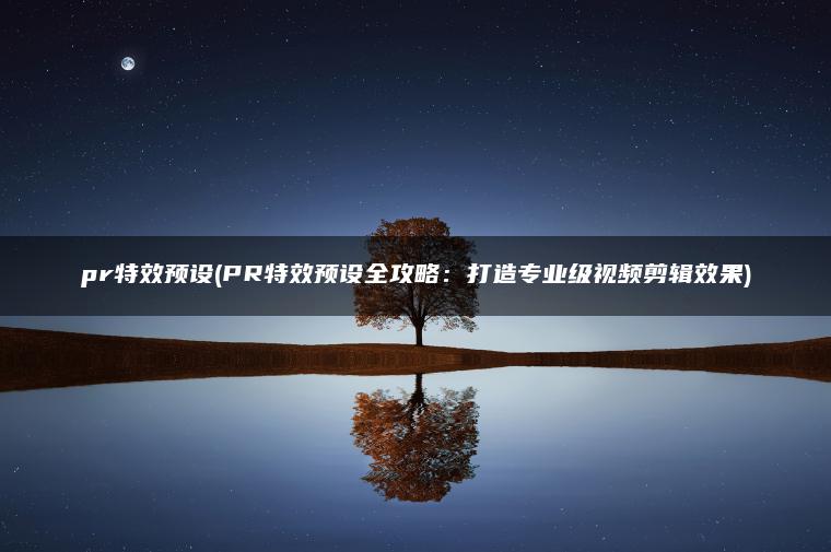 pr特效预设(PR特效预设全攻略：打造专业级视频剪辑效果)