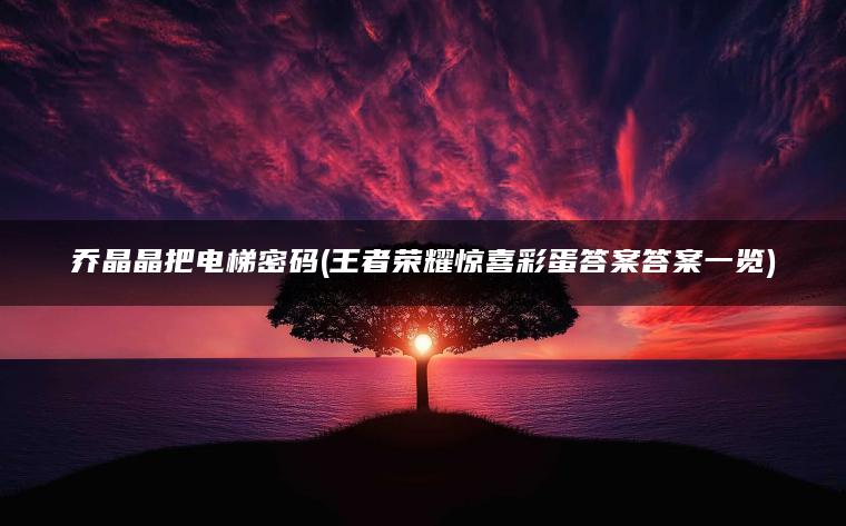 乔晶晶把电梯密码(王者荣耀惊喜彩蛋答案答案一览)