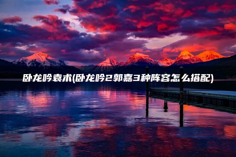 卧龙吟袁术(卧龙吟2郭嘉3种阵容怎么搭配)