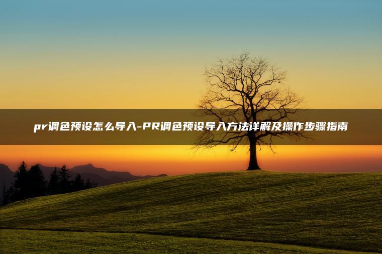 pr调色预设怎么导入-PR调色预设导入方法详解及操作步骤指南