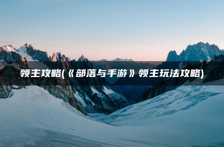 领主攻略(《部落与手游》领主玩法攻略)