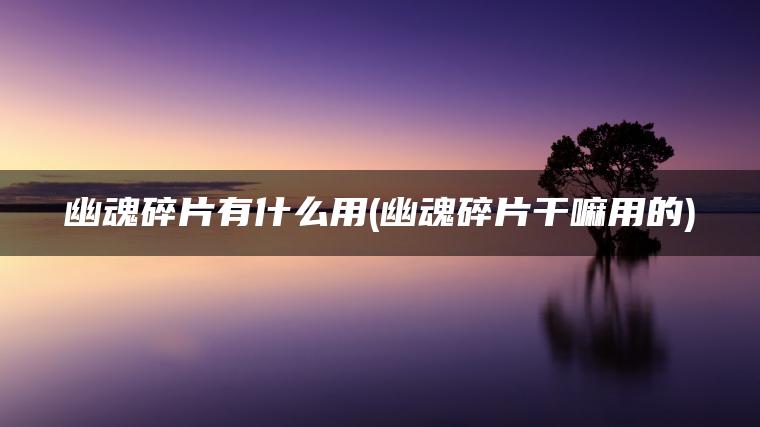 幽魂碎片有什么用(幽魂碎片干嘛用的)