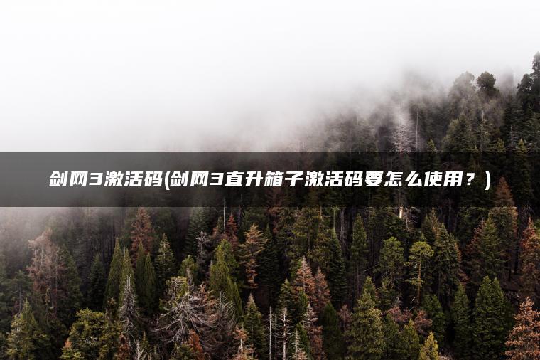 剑网3激活码(剑网3直升箱子激活码要怎么使用？)