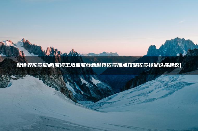 新世界佐罗加点(航海王热血航线新世界佐罗加点攻略佐罗技能选择建议)