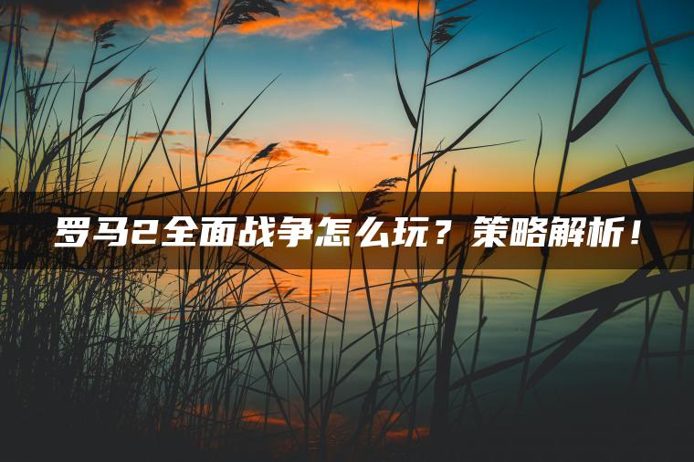 罗马2全面战争怎么玩？策略解析！