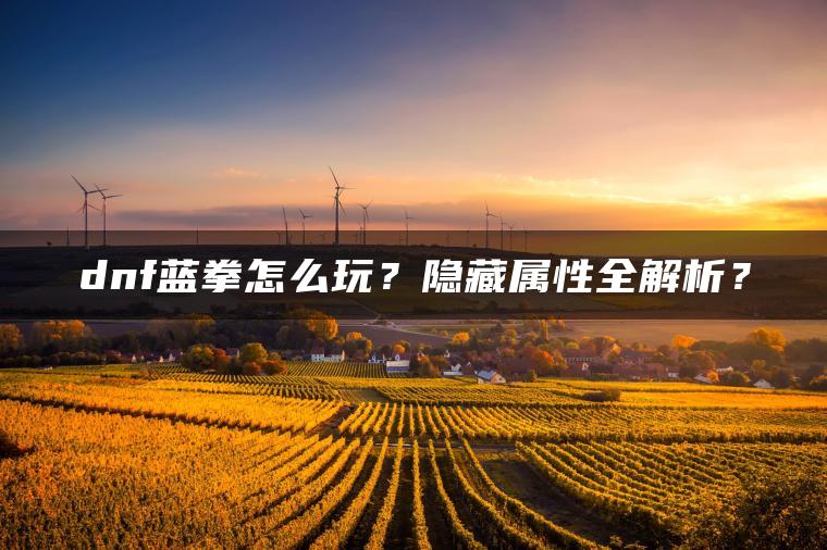 dnf蓝拳怎么玩？隐藏属性全解析？