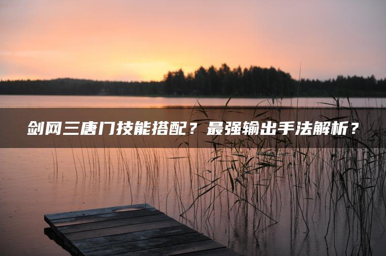 剑网三唐门技能搭配？最强输出手法解析？