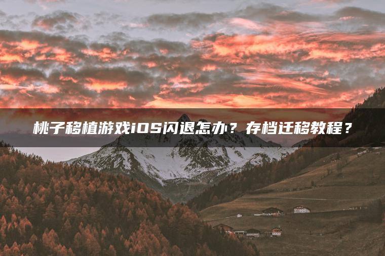 桃子移植游戏iOS闪退怎办？存档迁移教程？